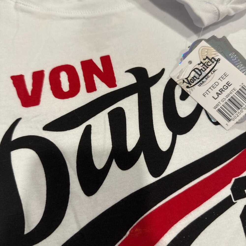 White Von Dutch baby tee with red accents - Picture 3 of 3